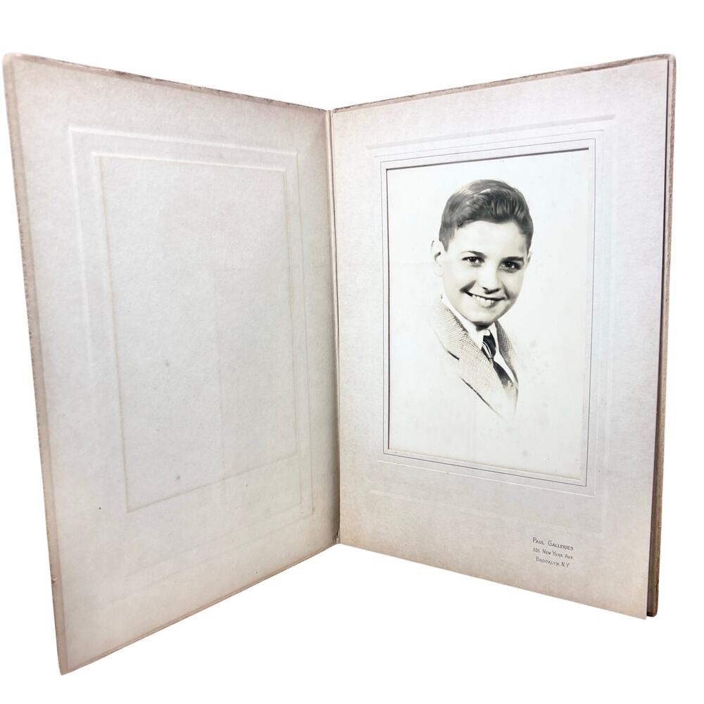 Antique Portrait Photograph Young Man 1930s Paul Galleries Studio Brooklyn NY